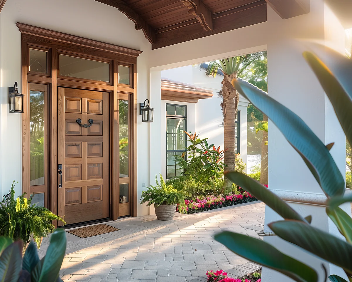 Wood entry door