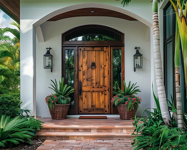 Wood entry door