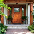 Wood entry door