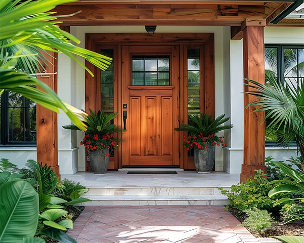 Wood entry door